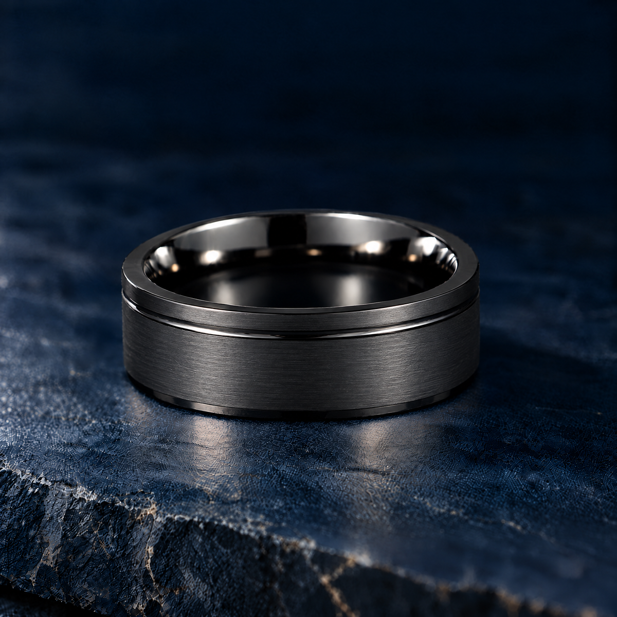 The Furrow black tungsten ring, 6mm width
