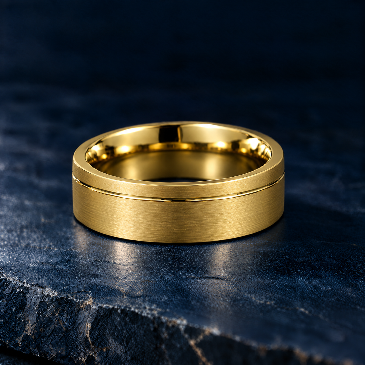 The Furrow gold tungsten ring, 6mm width