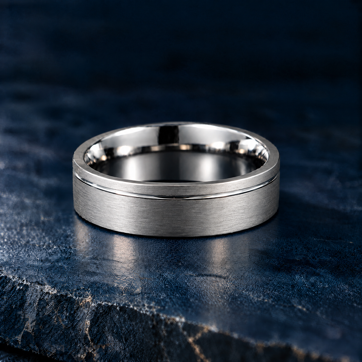 The Furrow silver tungsten ring, 4mm width