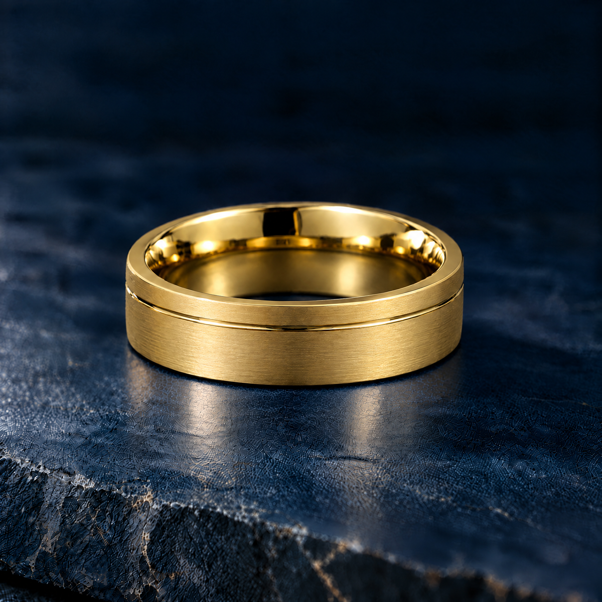 The Furrow gold tungsten ring, 4mm width