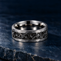 The Perseid tungsten ring with meteorite effect inlay, 8mm width