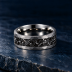 The Perseid tungsten ring with meteorite effect inlay, 8mm width