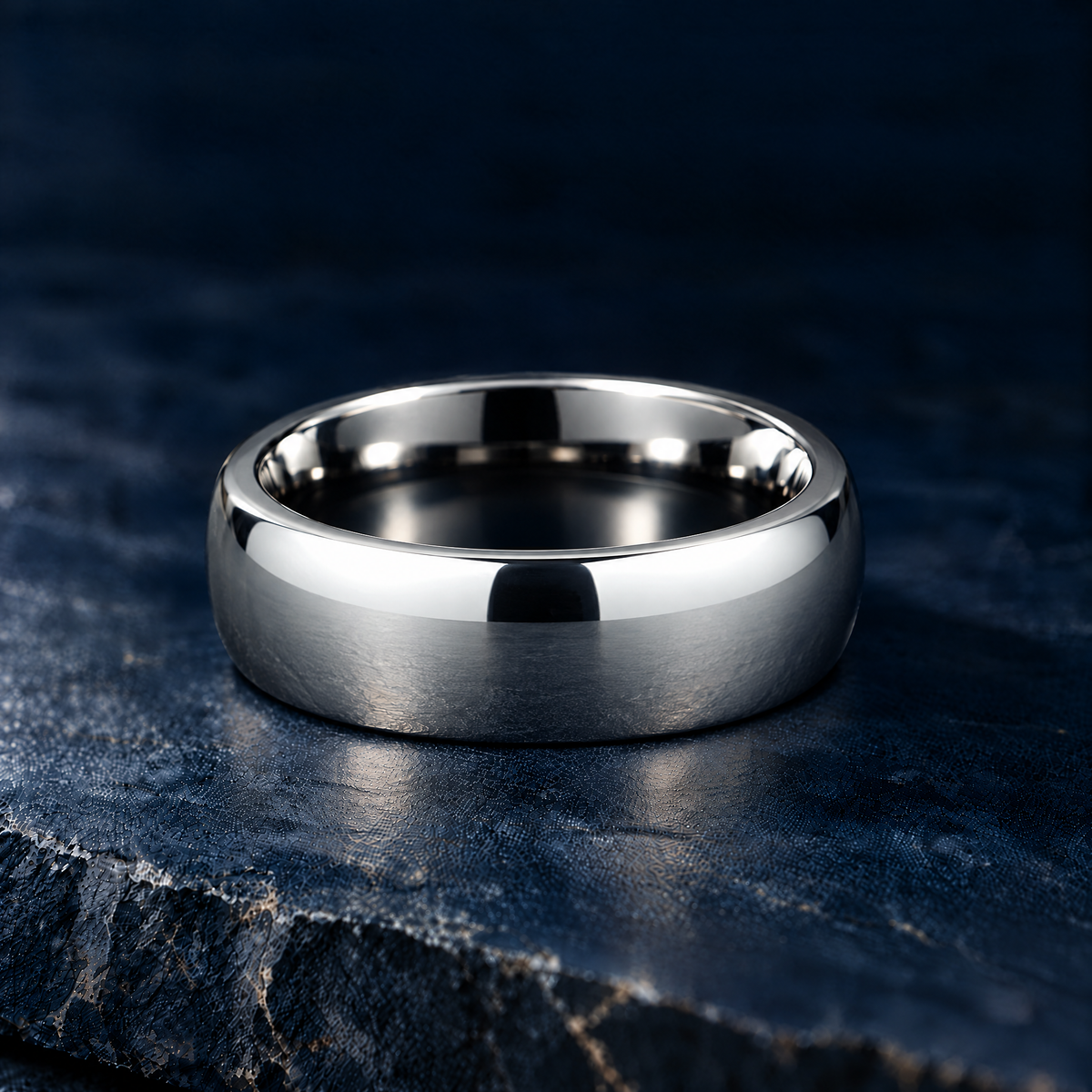 The Sovereign polished silver tungsten ring, 6mm width