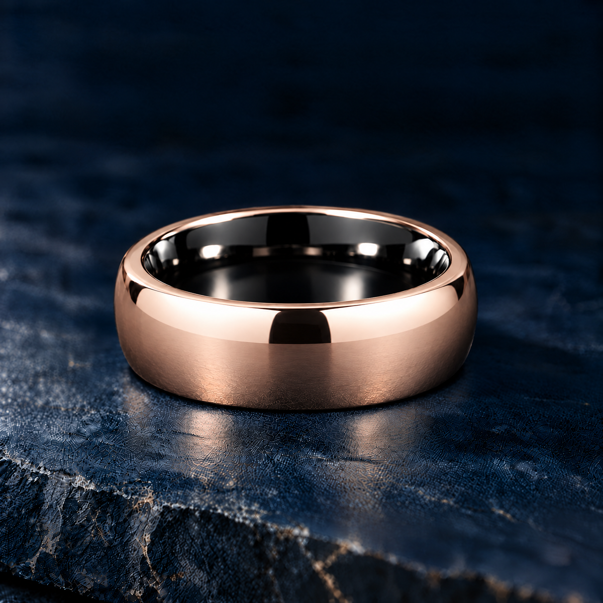 The Sovereign polished rose gold tungsten ring, 6mm width